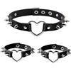 Manfnee Cuore Rivetto Borchie Bracciale Collana Rock Punk Girocollo Polsino Uomo Donna Motociclista