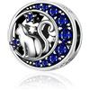 Yashuo Ciondolo a forma di animale in argento Sterling per braccialetti Pandora (a forma di gatto con luna)