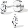 SLLAISS Moissanite Orecchini Punto Luce Argento 925 Donna Orecchino Piercing Lobo Oro 14K Piccoli Brillanti Anallergici per Piercing Trago Cartilagine Helix Tragus Taglio Marquise D VVS1