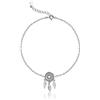Belons - Cavigliera da donna in argento Sterling 925 con zirconia cubica e ciondolo a forma di acchiappasogni, cavigliera regolabile
