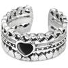 Vestopazzo Vlnet anello a fascia mix cuore nero placcato in argento.Nickel tested.Lavorazione artigianale, taglia unica,unisex