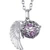 Morella Catenina Morella donna angelo custode in acciaio inox 70 cm con ciondolo ad ali di angelo e sfera zirconi viola Ø 16 mm in sacchetto di velluto