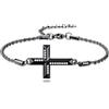 ROMANTICWORK - Bracciale da uomo con croce in argento sterling 925, gioiello religioso con croce, regalo cristiano per marito, padre o amico, Argento sterling, Senza Gemstone