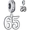 GLOWDAS 65 Birthday Dangle Charms si adatta Pandora Bracciale di Natale Collana, 925 Sterling Silver 65th Anniversary Pendant Beads con CZ, numero 65 anni Bday Regalo per Nonna/Nonno