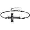 ROMANTICWORK Braccialetto con croce per uomo in argento sterling 925, bracciale cristiano religioso da uomo, gioielli con croce, regali cristiani per marito, padre, amico, Argento sterling, Non pietra