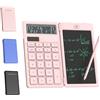 NEWYES Calcolatrice rosa 2 in 1 portatile calcolatrice con tasti grandi e blocco note da 6,5 pollici, piccola calcolatrice ideale per viaggi, ufficio, scuola