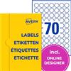 AVERY Zweckform P3414-100 Etichette rotonde (7.000 punti adesivi, Ø 25 mm su A4, adesivi rotondi per stampare, etichette per prodotti autoadesivi, etichette per marmellate permanenti) 100 fogli,