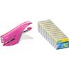 Leitz Set - Leitz WOW, Cucitrice a pinza in metallo capacità fino a 15 fogli, Caricamento posteriore, Fucsia, 55472023 + Rapid, Punti Metallici standard Universali 21/4, Confezione da 10000 pezzi, 24867600