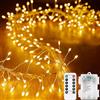 KINGCOO Stringa di luci a forma di petardo con telecomando, 1,9 m, 400 LED, a batteria, con timer, per interni ed esterni, camera da letto, matrimonio, Natale, decorazione per feste (bianco caldo)