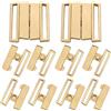 EMDOMO Chiusure in metallo rettangolari per reggiseno, fibbie in metallo, ganci e occhielli di fissaggio, chiusura a scatto per cucire costumi da bagno e pantaloni, 10 set (oro)