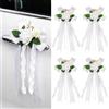 Alaoo Rose Bianche Matrimonio Auto, 4 Fiori Decorativi per Maniglia della Porta Dell'auto per Matrimoni, Decorazioni per Matrimoni con Ventose, Adatto per Auto da Matrimonio, Feste