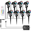 COOLWEST Faretti da Giardino RGB con Telecomando e Sensore di Luce, 20M/65.6FT Lampioni da Giardino Esterno IP65 Impermeabile, 3W Illuminazione da Esterno LED 24V con Timer per Alberi, Sentier