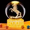 BIRBANN Sfera di cristallo 3D, per cavalli, 80 mm, luce notturna per cameretta dei bambini, decorazione casuale, alimentazione USB, 7 colori, base incrinata, regalo per gli amanti dei cavalli