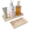 BLESWIN Vassoio da bagno in silicone, 20x10 cm + 30x12,5 cm per il serbatoio del WC, vassoi da cucina, rettangolare, antiscivolo, facile da pulire e infrangibile, per profumi e cosmetici (beige)