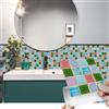 BUYBLIFE Stile Mosaico Adesivi per Piastrelle, 20 Pezzi Retro Piastrelle Adesive per Cucina 10x10cm PVC Autoadesiva Resistente al Calore Impermeabile Vinile Decorazione Della Casa per Bagno