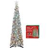 HMASYO Albero di Natale pop-up da 150 cm, con luci, pieghevole, con paillettes colorate, decorazioni per casa, appartamento, feste, interni ed esterni