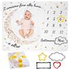 ODOXIA Coperta Mesi Neonato In Italiano | Tappeto Unisex | Tema Luna E Stelle | Regalo Baby Shower Personalizzato Per Neomamme | Incluse Cornici