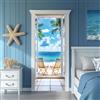 arricraft 2 pz Adesivo per Porta Autoadesivo, 31.5X78.7 Adesivi Murali per Porte A Tema Spiaggia e Mare Alberi Sedie Modello Carta Da Parati In PVC Decorazione per Camere Da Letto Soggiorno