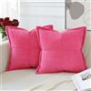 Artscope 2 Pezzi Federe in Velluto a Coste Decorative Fodere Cuscino a Strisce Moderno Elegante Morbido Quadrato per Camera da Letto Casa Ufficio Soggiorno 50x50cm Rosa Rosso