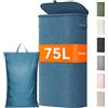 Lifewit Cesto Portabiancheria, Cesta Panni Sporchi con coperchio, Laundry Basket con Plastica Manici, Porta Biancheria Sporca per Bagno, Lavanderia, Camera da Letto, 75 L, Blu