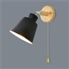 LZGS Go Swing Bands Lampada Da Parete Con Interruttore A Fune Rotazione Libera Di 350° Lampada Da Comodino Macaron Vintage Moderna E27 Lampada Da Parete In Legno Adatto Per Soggiorno E Camera Da Letto（Nero）