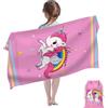 Rowjoy Telo mare unicorno, telo mare per bambini, 60 x 120 cm, in microfibra, senza sabbia, ad asciugatura rapida, asciugamano da viaggio, nuoto, telo doccia per bambini