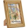 Feihorrm Cornice portafoto vintage, 10 x 15 cm, in rovere massiccio, con vetro temperato, cornice portafoto in legno di quercia, adatta per esposizione da parete e da tavolo (beige, 10 x 15 cm)
