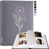 Lanpn Album Fotografico Scrapbooking, Piccolo Lino DIY Scrapbook 60 pagine bianche con divisori di cellofan, per foto 9x13 cm 10x15 cm 13x18 cm (Grigio, 19x27cm)