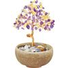 VLYX Albero della Vita in Quarzo Rosa Avvolto in Filo | Arte Artigianale con Gemme | Regalo per Ogni Occasione | Decorazione Casa e Ufficio | Regali di Natale