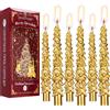 Deco Express Candele per Albero di Natale, Set da 6 Candele da Tavola con Durata di 7 Ore, Centrotavola e Decorazioni Natalizie, Idea Regalo Xmas (Oro, 6 Pezzi)