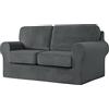 SYLC Ektorp Copridivani Con Cuscini E Schienale Separati, Velluto Elasticizzato Copridivano 1/2/3/4 Posti Con Braccioli, Copri Divano Antiscivolo (Dark gray,2 Seat Set 5 PCS)