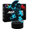AIRUEEK Sonic Hedgehog Lampada 3D Luce Notturna Bambini-7 Variazioni Colore 1 Telecomando-Decorazione Regali Anime Gadget Per Bambino Ragazzo sonic Fans