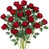 Justoyou - 20 rose artificiali rosse borgogna, in seta, con stelo, bouquet di rose realistiche per decorazioni da matrimonio, giardino, casa, ufficio, tavolo e feste (rosa borgogna)