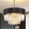 KUNYEEE Moderna luce di cristallo di lusso a sospensione, lampadario di cristallo nero, 8xE14 Raindrop lampadario luce Plafoniera ad incasso per sala da pranzo, Φ60cm