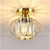 FRIDEKO HOME Plafoniera Oro Mini Lampadario Cristallo,Moderna Plafoniera in Metallo Rotondo Paralume E27 Lampada da Soffitto per Camera Soggiorno Cucina Corridoio