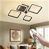 OKELI Lampade da Soffitto LED Moderne, Dimmerabili, in Acrilico, con 4 Anelli Quadrati e Telecomando, Plafoniera Nera da 24 W Ideale per Camera da Letto, Soggiorno e Sala da Pranzo.