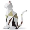 HAUCOZE Statua Gatto Geometrico Scultura Moderna Regalo Arte Animale Figurina Decorazione per Scaffalf Scrivania Soprammobili Resina 19cm