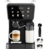 Cecotec Macchine da Caffè Espresso Semiautomatiche Power Espresso Touch ColdBrew Latte. 1350W, 20 Bar, Freddo, Tiepido, Caldo, Schermo Tattile, Serbatoio Acqua 1.5L, Latte 500ml, Doppio Braccio