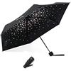 Meiyijia Voy Ombrello compatto e pieghevole, protezione UV, portatile, Mini Lady Ombrello - Interruttore manuale - Nero - Fiori di ciliegio - 90 cm, 90 cm