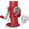 Dreamhigh® Taglia Verdure Manuale, Mandolina per Verdure con 3 Acciaio Inox Pale Tamburo, Forte Aspirazione, Grattugia Verdure, per Cucina Verdure, Patate, Carote, insalate, Tritatutto(Rosso)