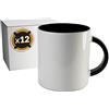 PixColor - 12 tazze a sublimazione in ceramica bianca con interno di colore nero | Scatola singola neutra | 350 ml (11 oz) | Categoria AAA | Lavabile in lavastoviglie e microonde