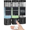 Behogan Dispenser di sapone da parete, 3 camere, 300 ml, dispenser per gel doccia, senza foratura, dispenser per gel doccia, dispenser per bagnoschiuma, detergente per shampoo, gel doccia, sapone liquido,