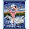 OWN4B - Kit per punto croce, motivo: lago dei cigni, 11 ct, 41,9 x 50 cm, kit da ricamo fai da te (ragazza)