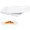 Doafoce Set di 4 piatti rettangolari in plastica, piccoli vassoi in melamina, piatti bianchi per antipasti, torta, sushi e buffet, dessert, 21,7 x 13,4 cm