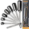 Deiss PRO Cucchiai Dosatori Resistenti in Acciaio Inox per Cucina, Spezie, Ingredienti Secchi o Liquidi, Entrano nel Vasetto delle Spezie - Set di 6 Misurini Regolabili con Livella