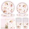 PLNVNVP 80 piatti per feste di compleanno, fata, fata farfalla, piatto di carta, tazza, asciugamano, stoviglie per feste di compleanno, decorazioni, 20 ospiti