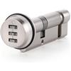SORWDUERM 65 mm (32.5/32.5T) Cilindro europeo a bottone Nichelato, alta sicurezza, anti-grimaldello, anti-foratura, per porte UPVC, legno, composite