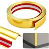 Yunlaishaocer Listelli da parete autoadesivi, 1 cm x 1 cm x 4 m, in PVC, flessibili, per porte, finestre, pareti (oro)