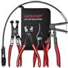 WISEUP Set di pinze stringitubo 4 pezzi - Include pinza a molla con cavo di 68,6 cm di portata lunga, pinze tipo Clic-R, rimozione tubi e strumento di morsetto a nastro piatto - per tubi di carburante