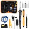 ChaneeHann Kit Saldatore 80 W, temperatura regolabile 180-500 °C, elettronica di precisione con interruttore on/off, 5 guasti, filo di saldatura, per riparazione elettrica e fai da te (nero)